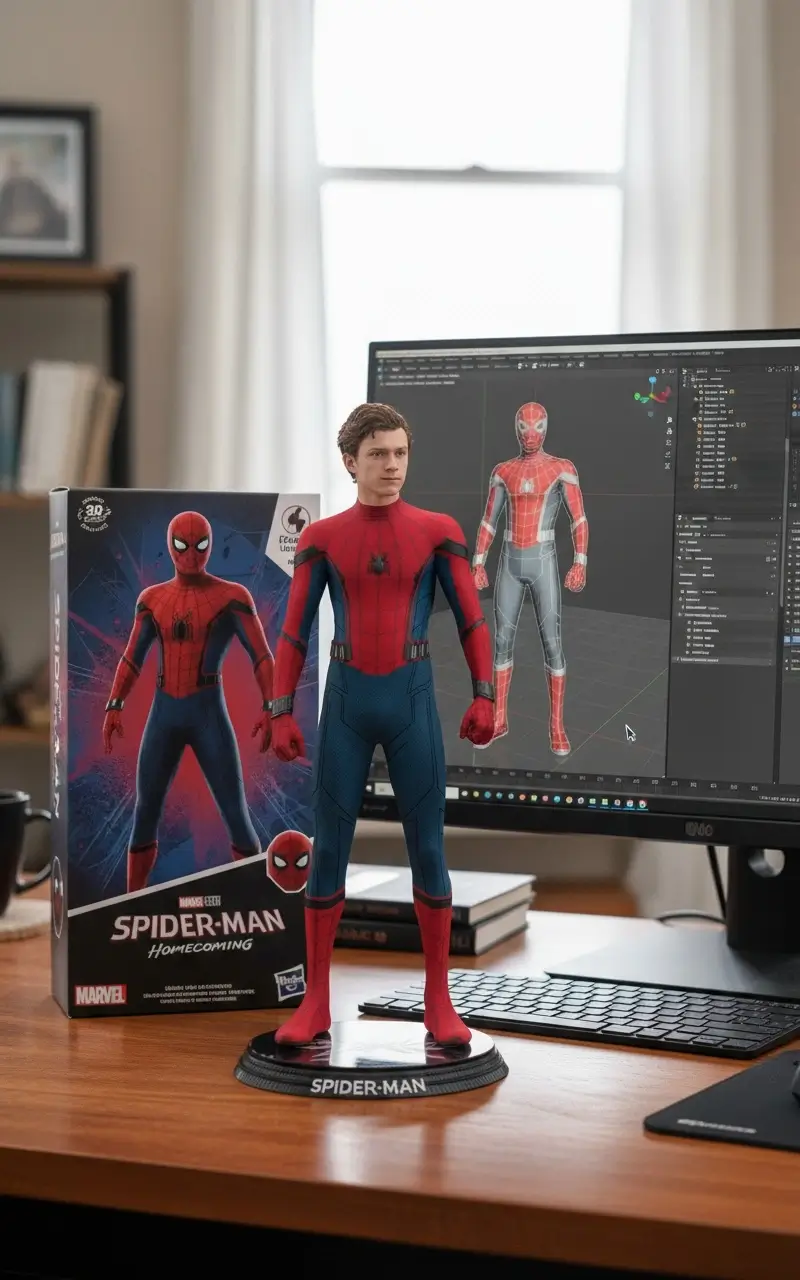 AI-generated action figure of Spider-Man made using MuleRun’s AI Action Figure Generator.